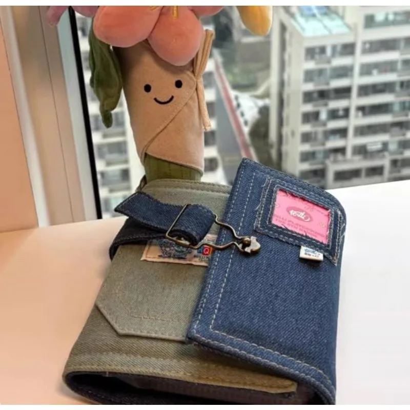 INS Denim Notebook A7 6-Ring Binder Planner Pocket Planner Card Postcard Storage Refillable Cover Daily Schedule Office Journal