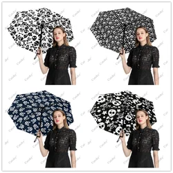 Bones and Skulls Pattern Wo Folding Umbrella Windproof Sunscreen  UV Protection Fashion Portable Gift Travel Outdoor Umbrellas