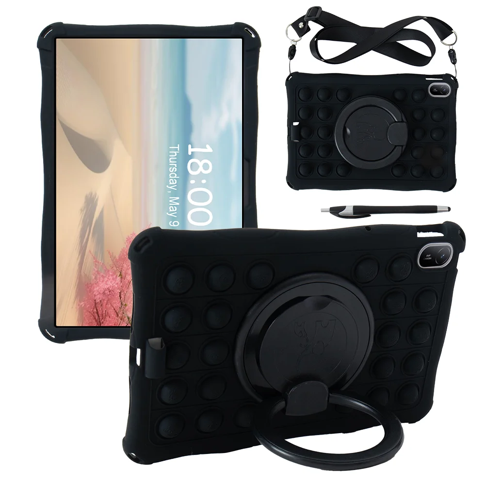

Kids Silicone Case for Huawei Matepad SE 11 inch 2024 AGS6-W00 AGS6-W09 AGS6-L09 Bubble Bracket Tablet Cover with Strap & Pen