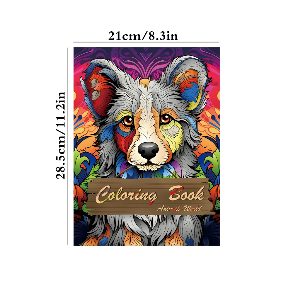 1pc,Animal Coloring Book,Teenagers Coloring Book,25 Different Patterns,100gsm Thick Paper,Stress Relief,Birthday Gift