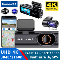 Dash Cam WIFI GPS Mini CAR DVR Front 4K 2160P And Rear 1080P Dual Lens Black Box Room Camera Night Vision 24H Parking Monitor