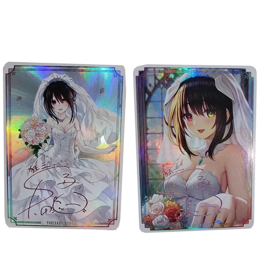 DATE A LIVE DIY 2PCS/SET Tokisaki Kurumi Refracted glitter foil stamping textured wedding dress collectible card Holiday gifts