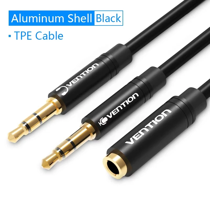 Ventie Audio Splitter 3.5mm Jack Kabel voor Computer 1 Vrouw naar 2 Mannelijke Oortelefoon Microfoon Audio Y Splitter Cord headset naar PC Adapter