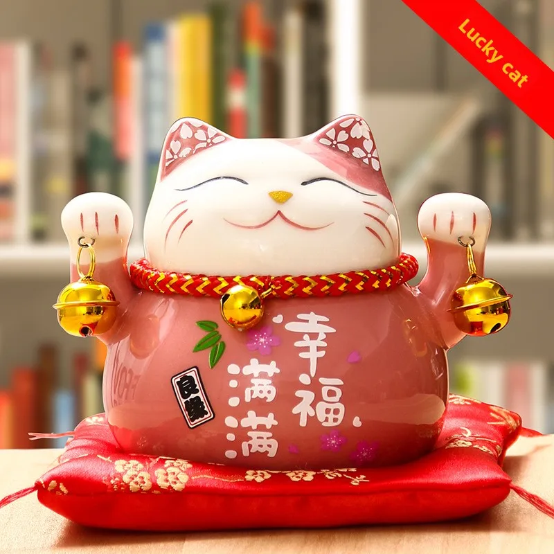 Creative Cat-shaped Ceramic Home Decorative Ornament, Small Prosperity Cat Piggy Bank Savings Jar, Car Ornament, Desk Decoration