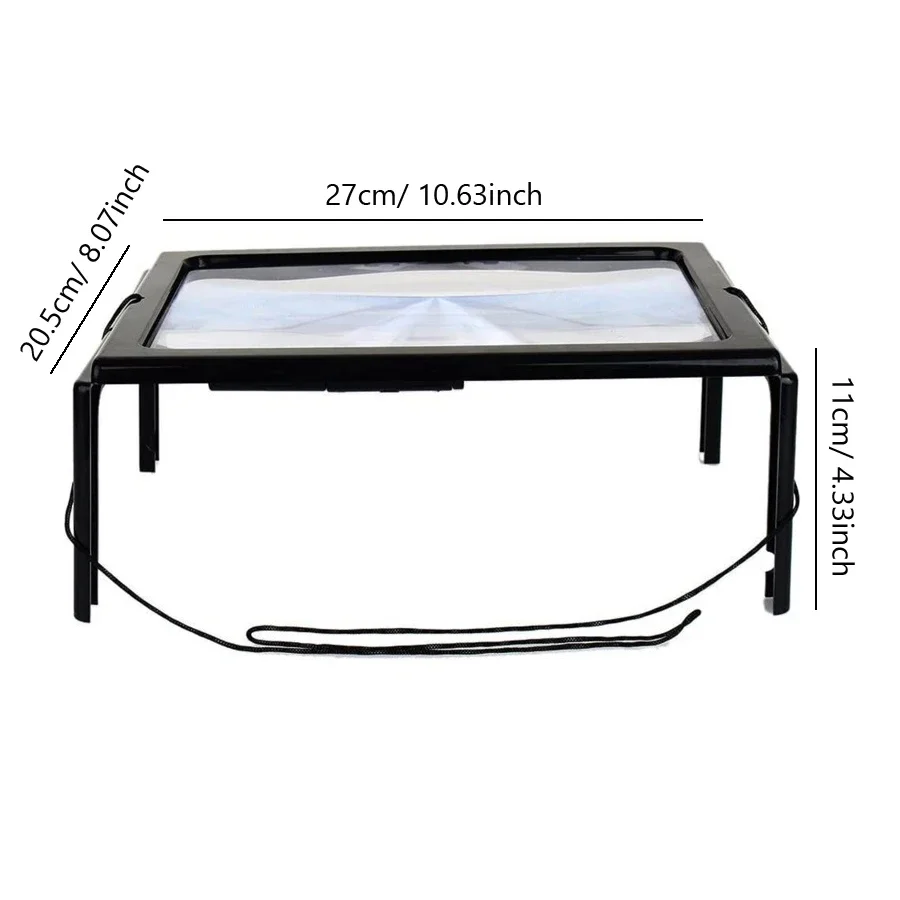 مكبر قراءة A4 3X صفحة كاملة كبيرة قابلة للطي لسطح المكتب عدسة مكبرة مع أضواء LED لكبار السن قراءة كتب منخفضة الرؤية