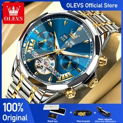 OLEVS 6619 Mens Watch Original Brand Tourbillon Automatic Mechanical Watch Waterproof Watch For Men Dual Calendar Watch Gifts