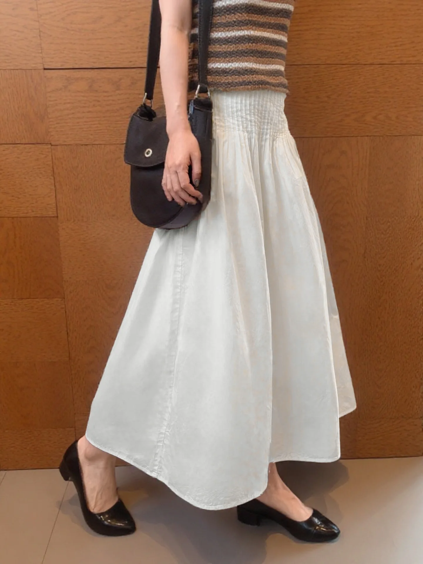 2026 Women Summer A-Line Long Skirt Stretch Pleated Waist Women Skirt Saia Longa Falda Jupe