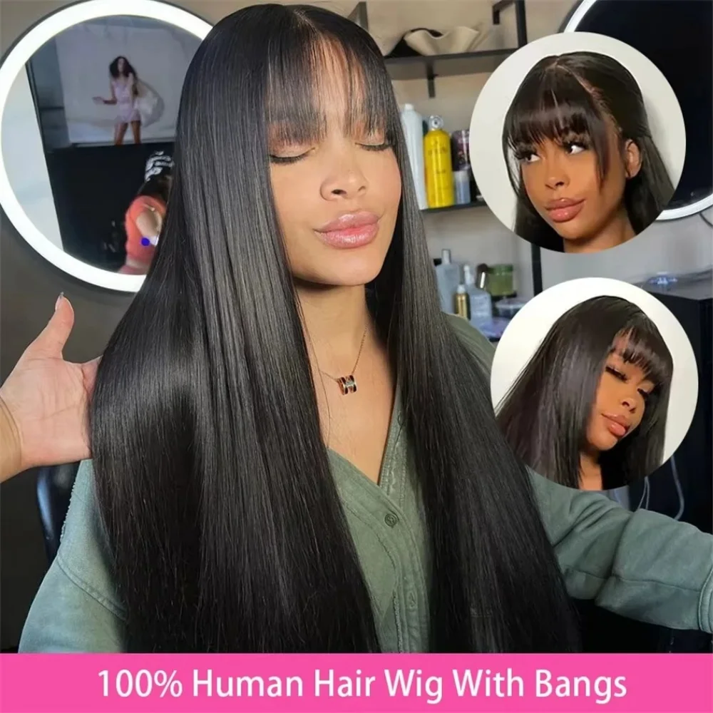 3x1 perucas de cabelo humano 250% densidade hd renda peruca sem cola com franja peruca de cabelo humano com franja para mulheres negras usar e ir