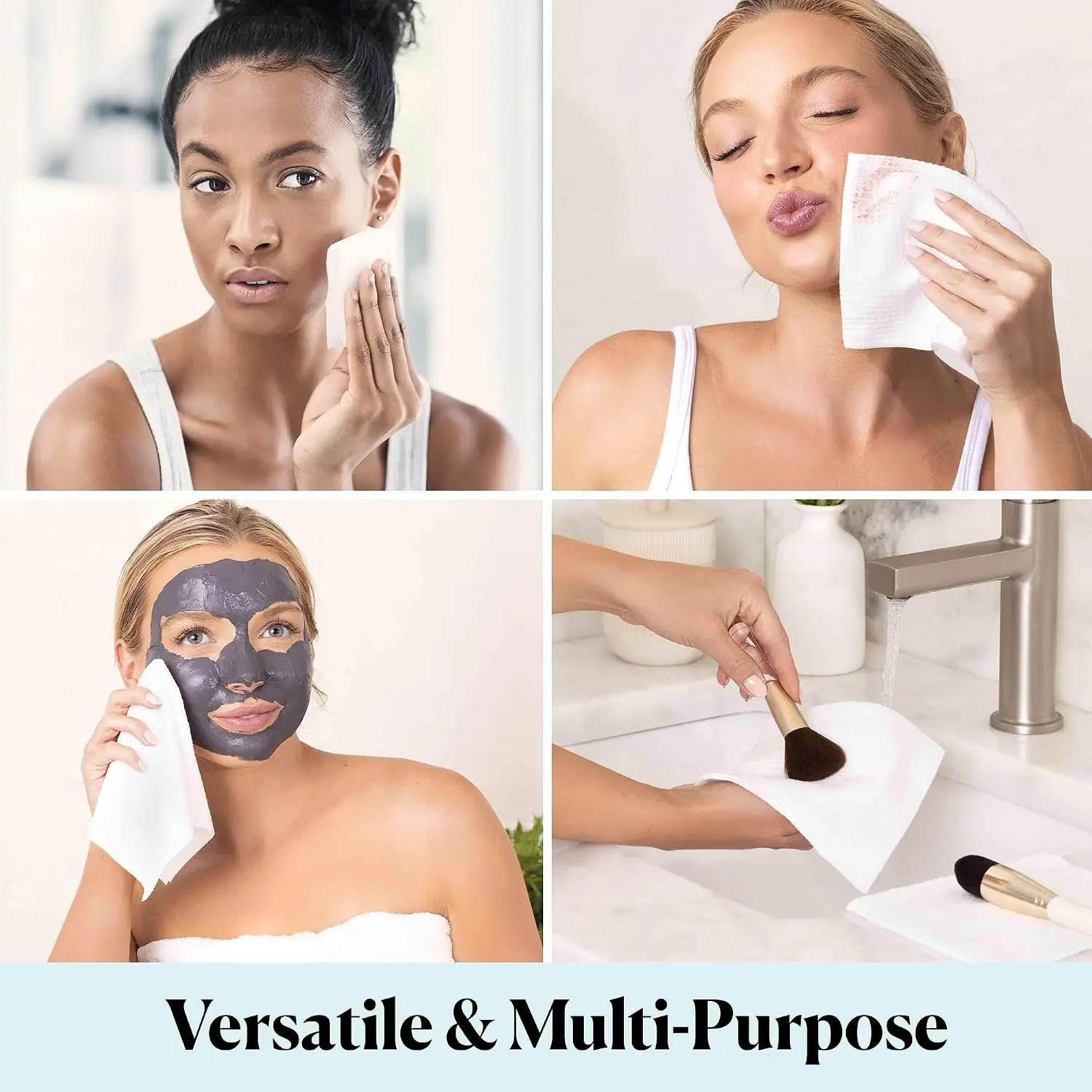 50 XL Ultra Soft Dual-Textured Face Towels - Disposable Makeup Remover Wipes, Hypoallergenic & Biobased - view 5