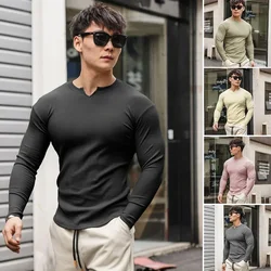 2024 Summer Men T-Shirt Running And Fitness Top Long Sleeved Comfortable Routine V-Neck Fitness T-Shirt