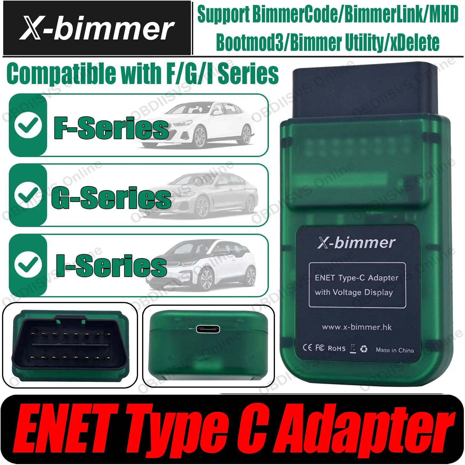 ENET Type C Adapter For BMW F/G/I/Mini Series Automobile Diagnostic Tool for Xdelete/BimmerCode/BimmerLink/MHD/Bootmod3 Software
