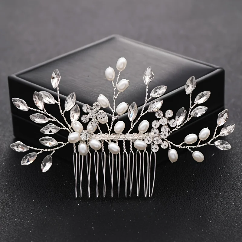 Wedding Crystal Flower Pearl Hair Comb Pin Band Party Rhinestone Hairpin Headband Tiara Wedding Bridal Hair Accessories Jewelry