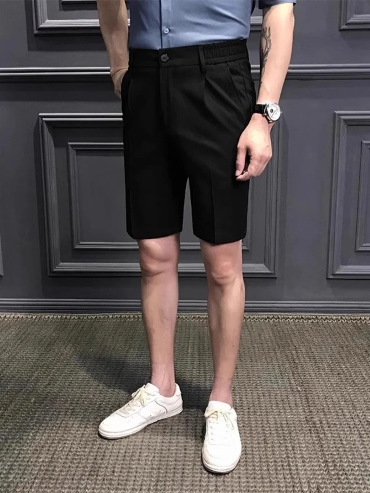 

Korean Sle Light Maturi Iron Free Straight Leg Five orts Ice Silk Pure Color Busin Casual Pants Summer New Arrival