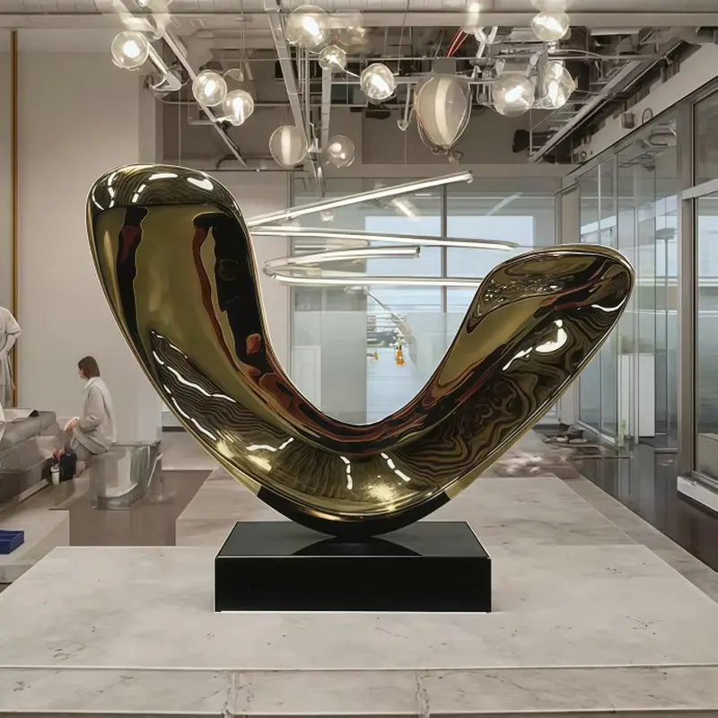 Stainless steel U shaped indoor desktop ornament, abstract sculpture art decoration, suitable for gallery, hotel, shop BB067HO