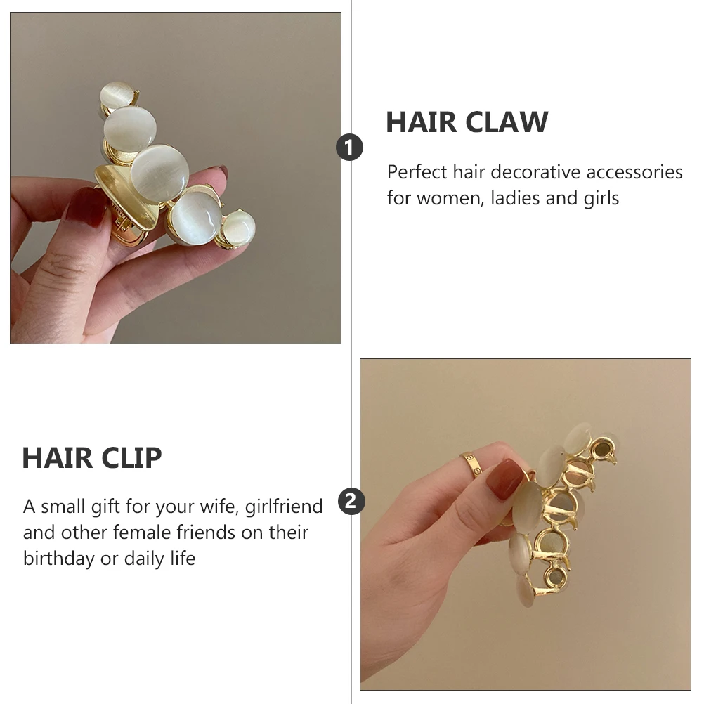 

1pc Elegant Cat's Eye Stone Hair Claw Clips Flat Medium Size for Women Girls Perfect Daily Decoration Accessories Thin Thick