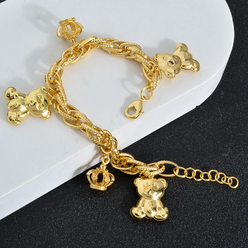 Luxury 18k Plated Bracelet  For Women Crown Charms Bracelets Adjustable Hand Link Chain Engagement Party Valentines Day Gift