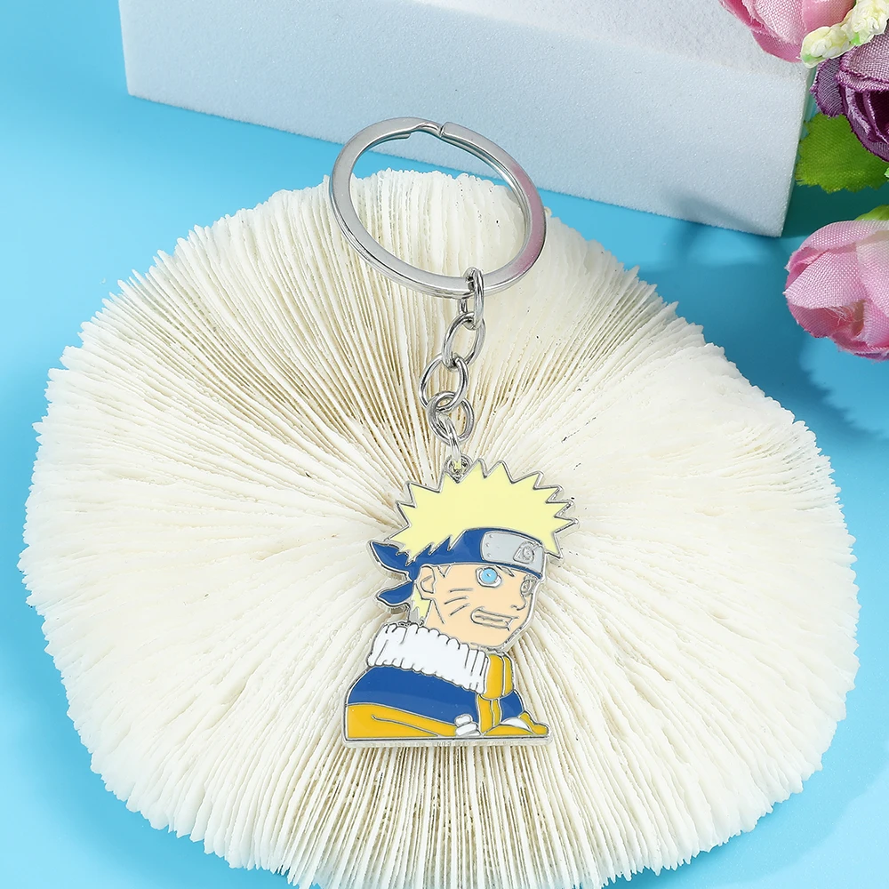Chaveiro de Anime com Figura de Desenho Animado Uzumaki Naruto, Pingente de Metal, Chaveiro para Carro e Mochila, Acessórios de Joias, Presentes