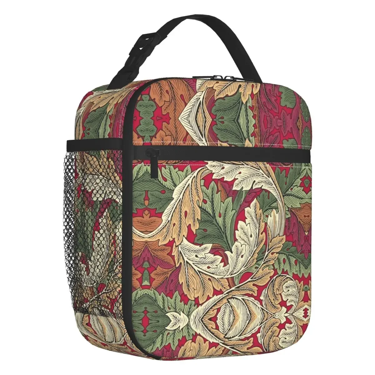 William Morris Vintage Red Acanthus Arts And Crafts Portable Lunch Box  Floral Textile Pattern Thermal Cooler Food Lunch Bag