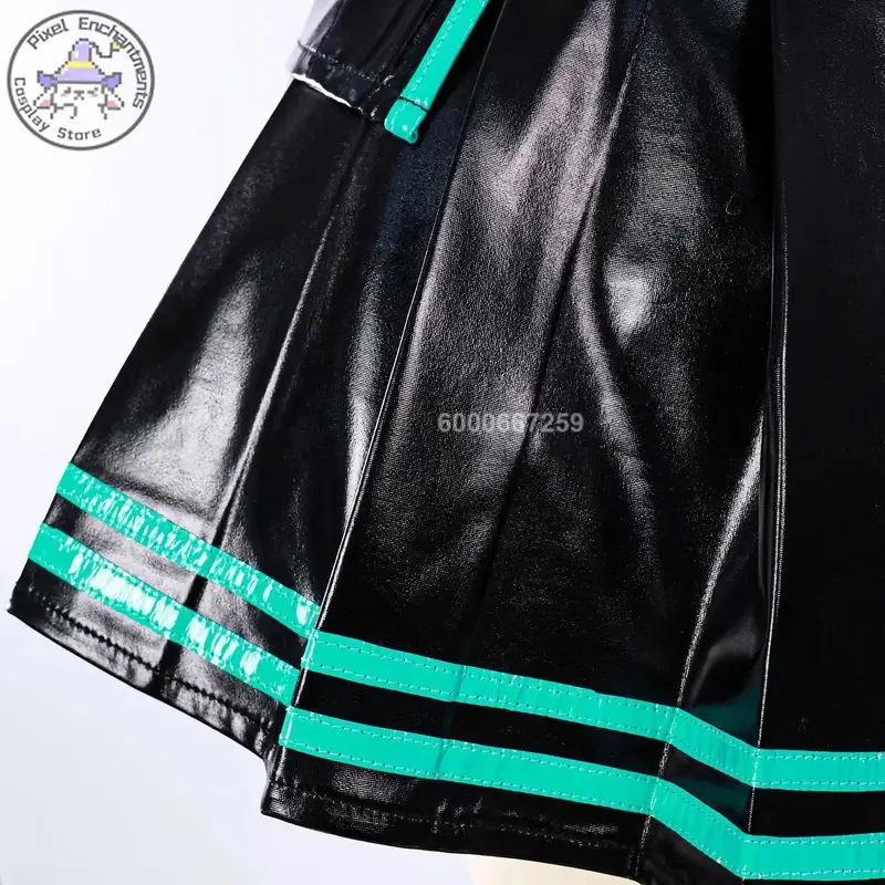 CyAnime colorato palcoscenico idol virtuale costume cosplay sexy in pelle nera abito uniforme per le donne festa di Halloween gioco di ruolo comico C