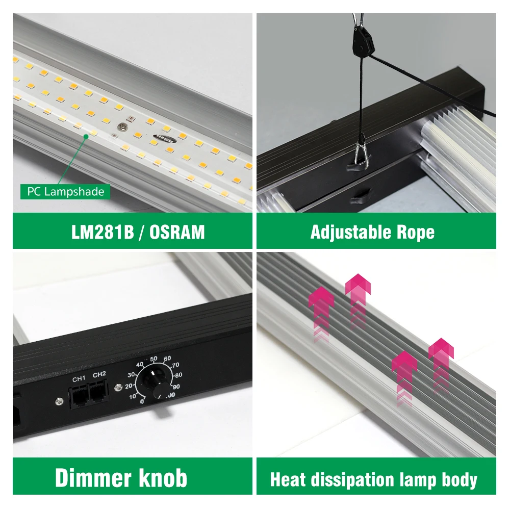 320W/720W Full Spectrum LED Growth Lamp Foldable Adjustable Spectrum Aluminum Structure Seedling Propagation Flower Growth