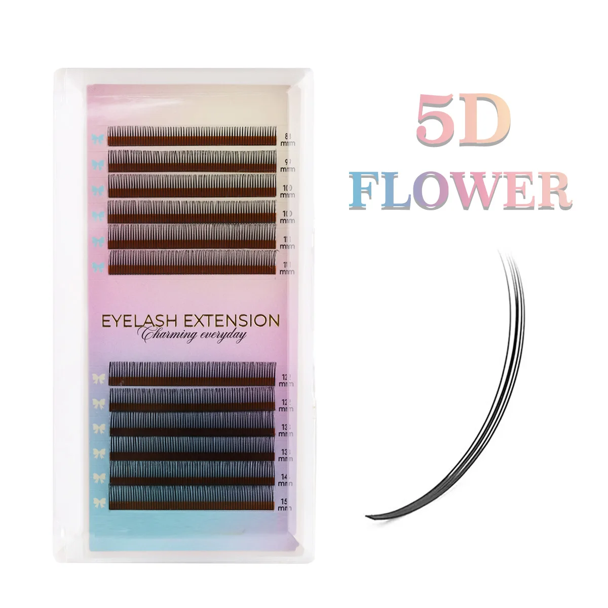 رموش فلورا 5D من AGUUD 0.07 ملحقات رموش سهلة المروحة للبيع بالجملة حجم مسبق الصنع 12 صفًا نمطًا طبيعيًا ناعمًا