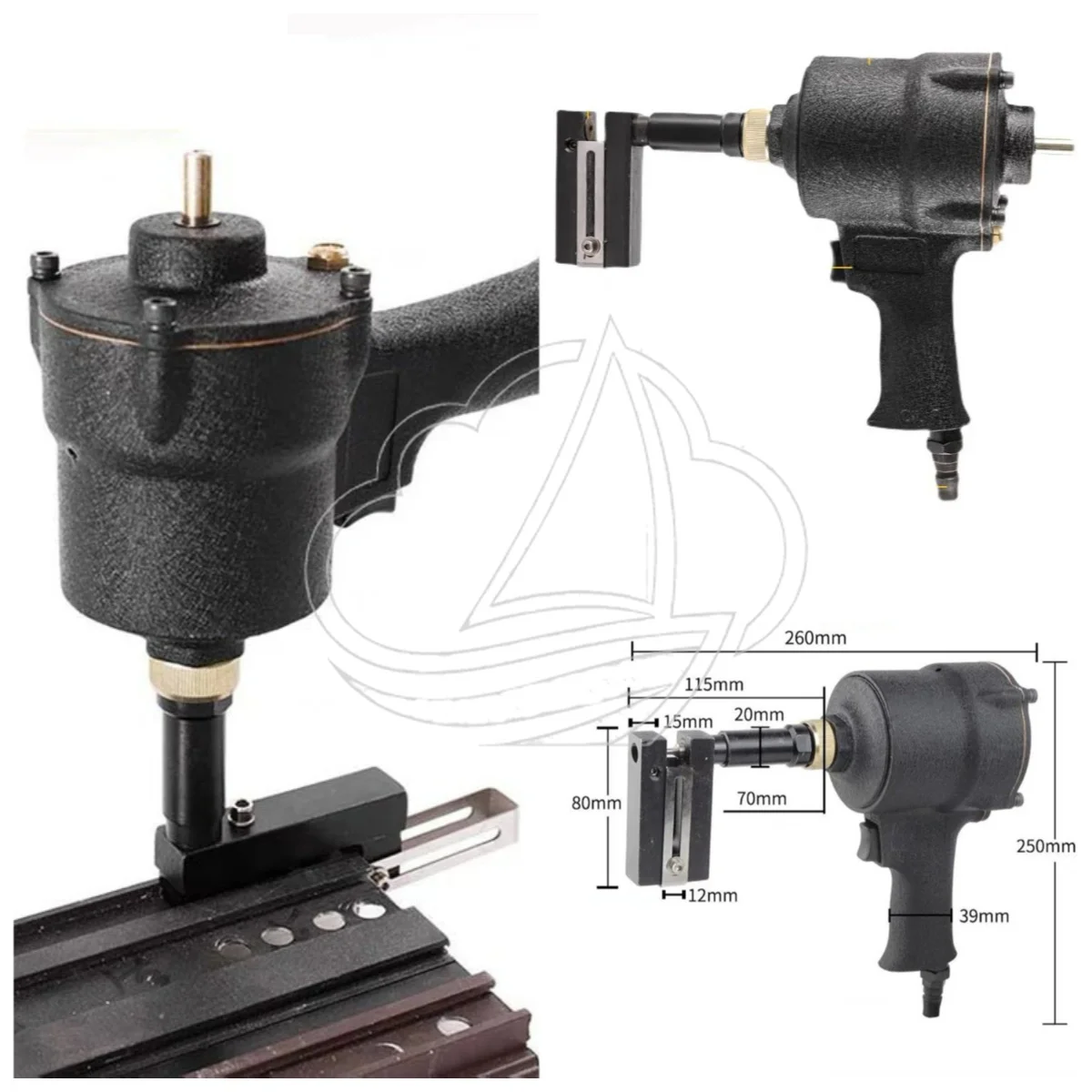 

Industrial Air Punch Gun, Adjustable 3.2-8MM Pneumatic Punching Device for Sheet Metal Hole Drilling