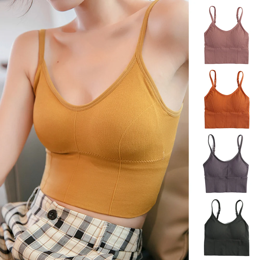 Vrouwen sexy tops buis push-up bh vrouwelijke streetwear mouwloze camis naadloze sport lingerie tee crop top bandeau top tanks