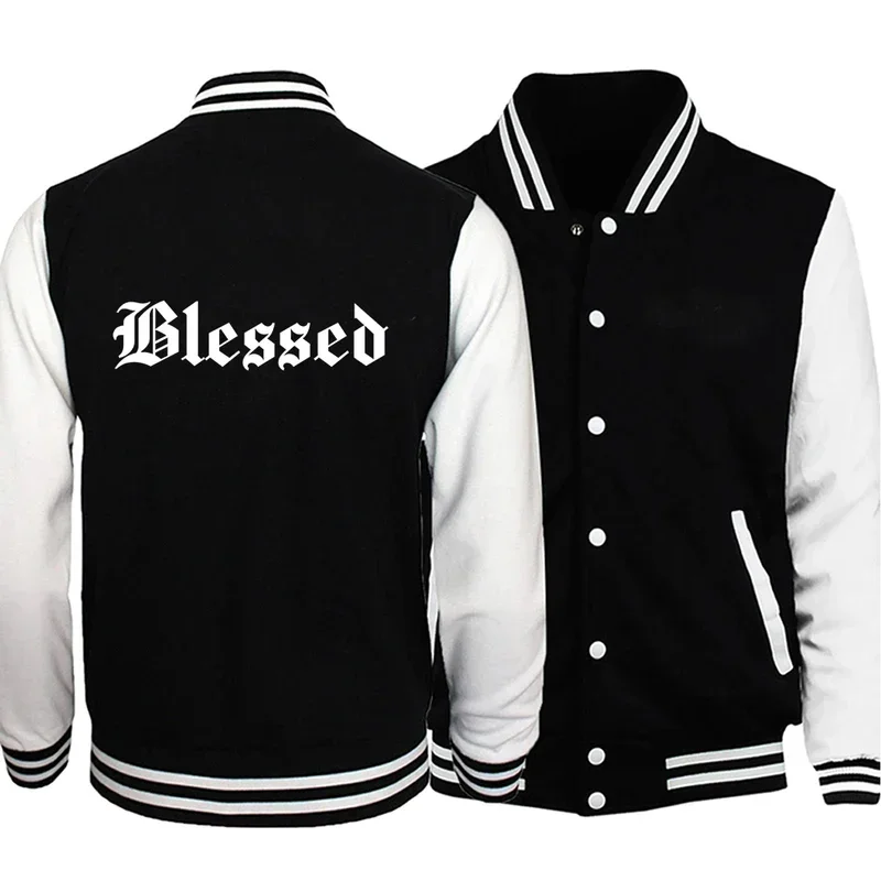 

Blessed Creativity Letter Printing Coat Fashion Men Outerwear Warm Single Breasted Jackets Comfortable Pocket Soft Neutral Tops