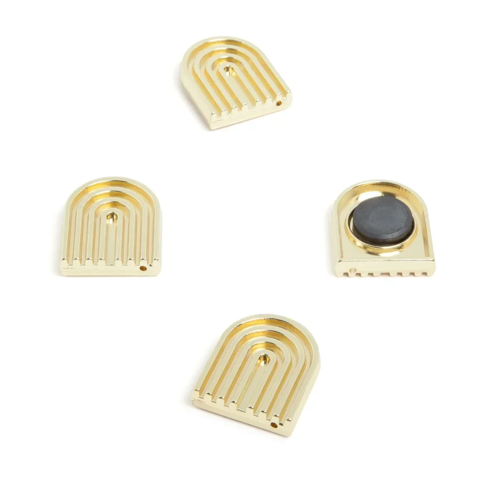 Set of 4 Gold Deco Magnets Stylish Decorative Office Kitchen Accessories Strong Magnetic Backing Photos Notes Reminders