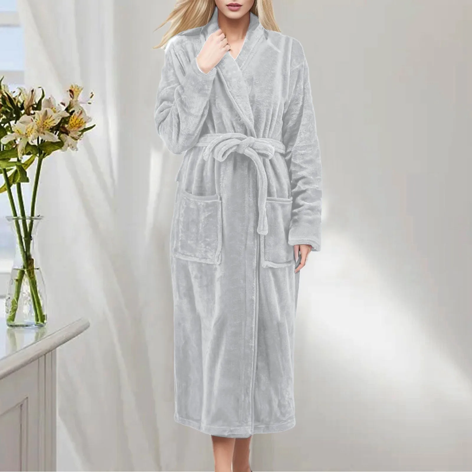 Thicken Warm Robe Women\'s Winter Casual Plush Shower Bathrobe Ladies Fleece Sleepwear Pajamas House Robe Kimono Dressing Gown