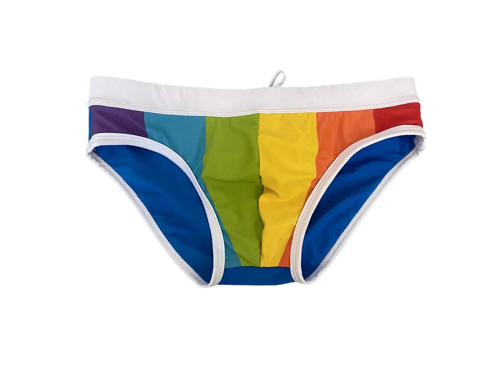 triangle rainbow men's trunks low-rise quick-drying professional swimming trunks European and swimsuits cross-border 10044