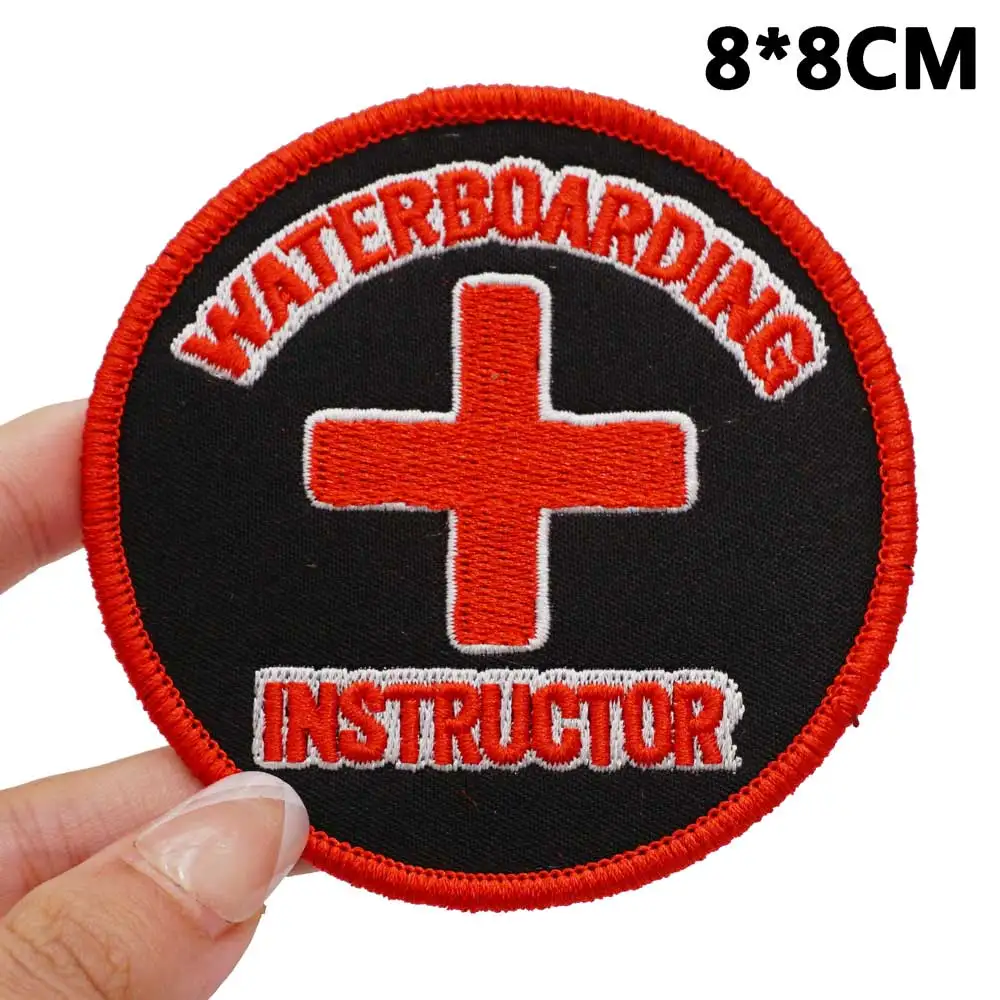 waterboarding instructor Tactical Embroidery Patches with hook Backing for Backpacks Clothing military Accessories