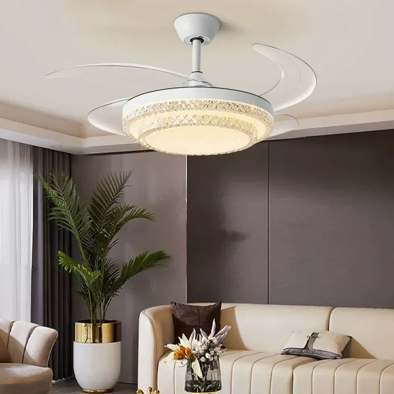 

Modern Minimalist LED Variable Frequency Fan Pendant Lamp Crystal Home Decoration Lamp Strong Wind Power Silent Invisible