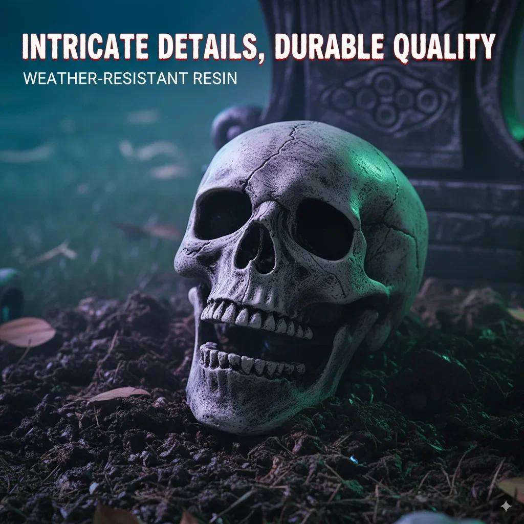 

Realistic Halloween Skull And Bone Stakes Skeleton Hand Yard Decoration For Garden Lawn Halloween Party Spooky Home Decor