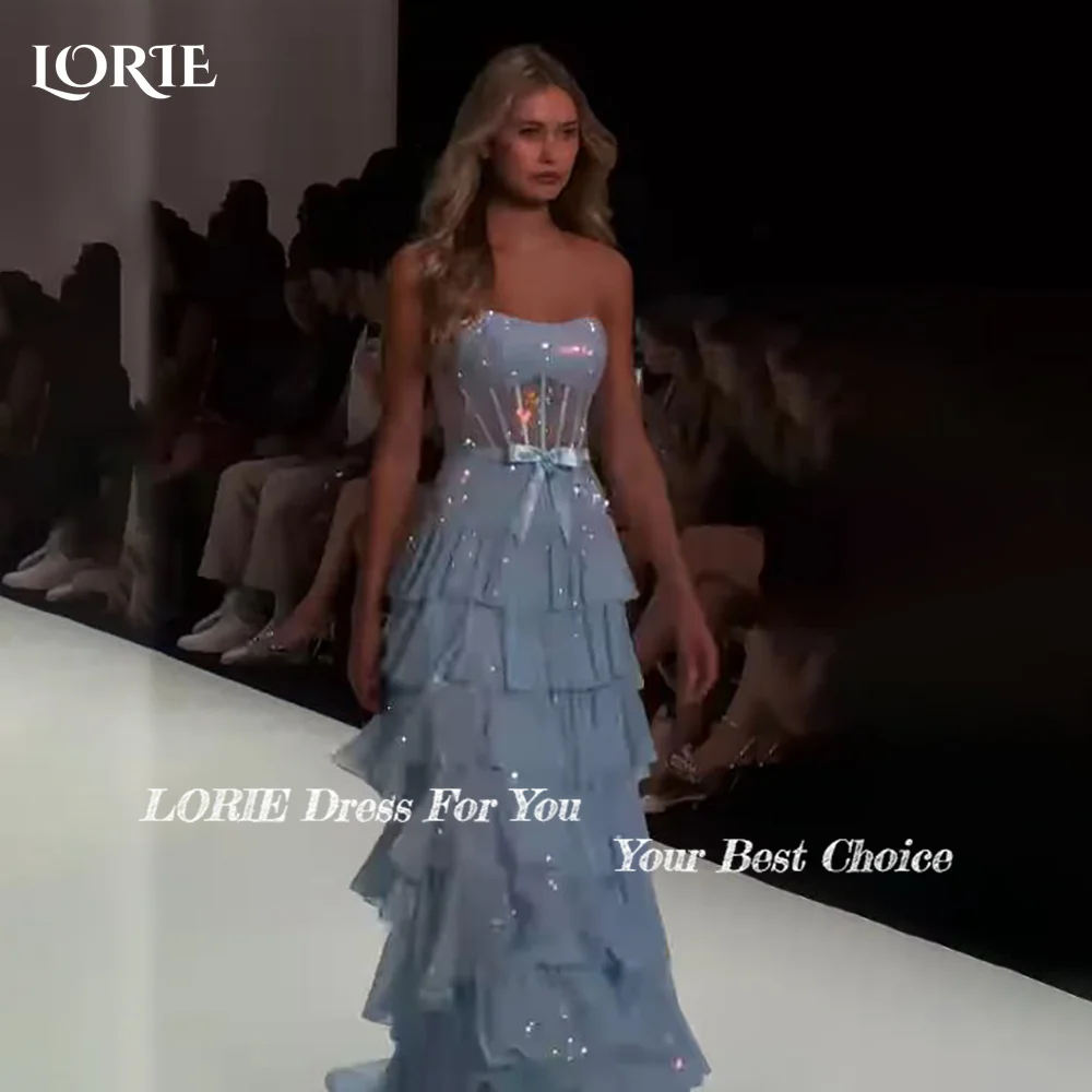 فستان سهرة من LORIE كريب على شكل قلب كشكش لامع مكشكش فستان للحفلات الراقصة كشكش على شكل حرف a ثنيات لامعة للحفلات مخصص للنادي #1