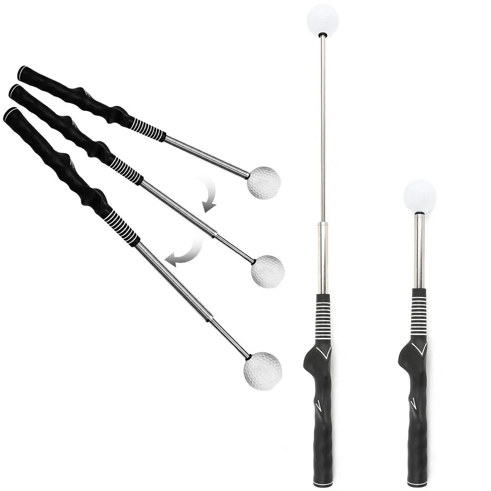 

Golf Swing Trainer Telescopic Practice Stick Indoor Outdoor Golf Assistant Correcting Practitioner Click Sound Tempo Grip Stick