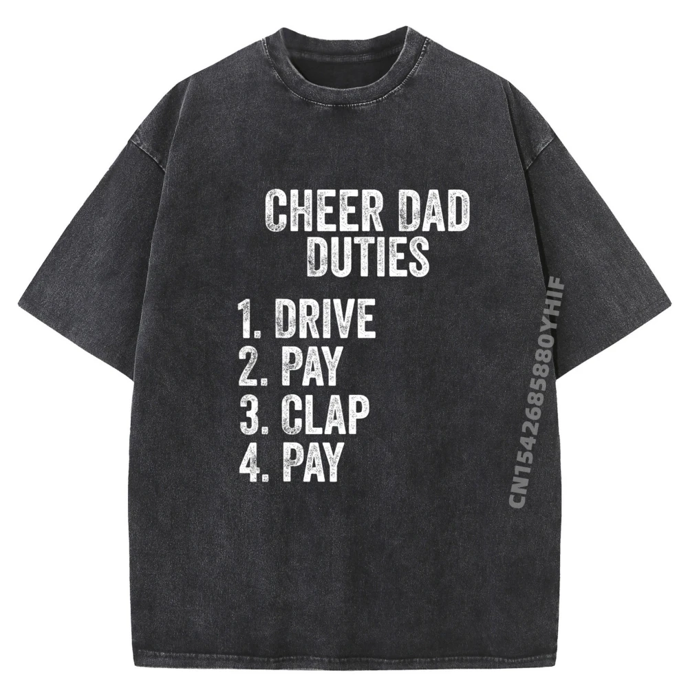 

День отца Забавный Cheer Dad Duties Drive Pay Clap Дизайнерская одежда Мужская уличная одежда большого размера Постиранная рубашка
