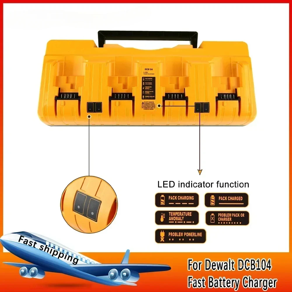 Chargeur rapide simultané multiport, Dewalt Poly, DCB104, 10.8V, 12V, 14.4V, 18V, 20V, d'avant Volt 20V, DCB127, DCB105