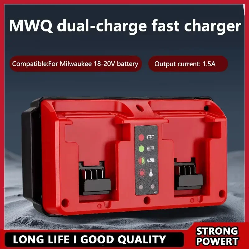 

Portable Dual Ports Charger for Milwaukee 18V-20V Lithium Battery Rechargeable Fast Charger Compatible with 48-11-1815 48-11-182