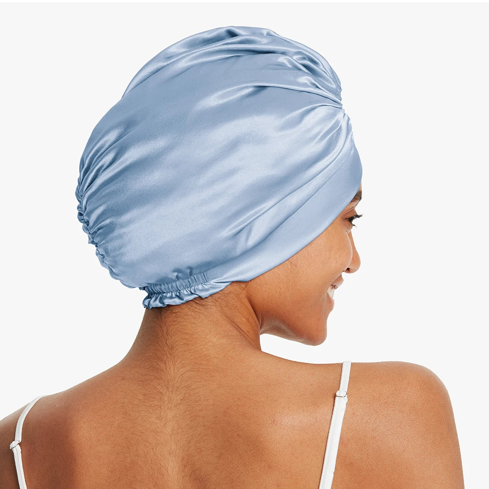 LILYSILK Premium Silk Women Turban Middle Length Elastic Band Sleep Cap Healt for Hair Bonnet Pure 100 Free Shipping