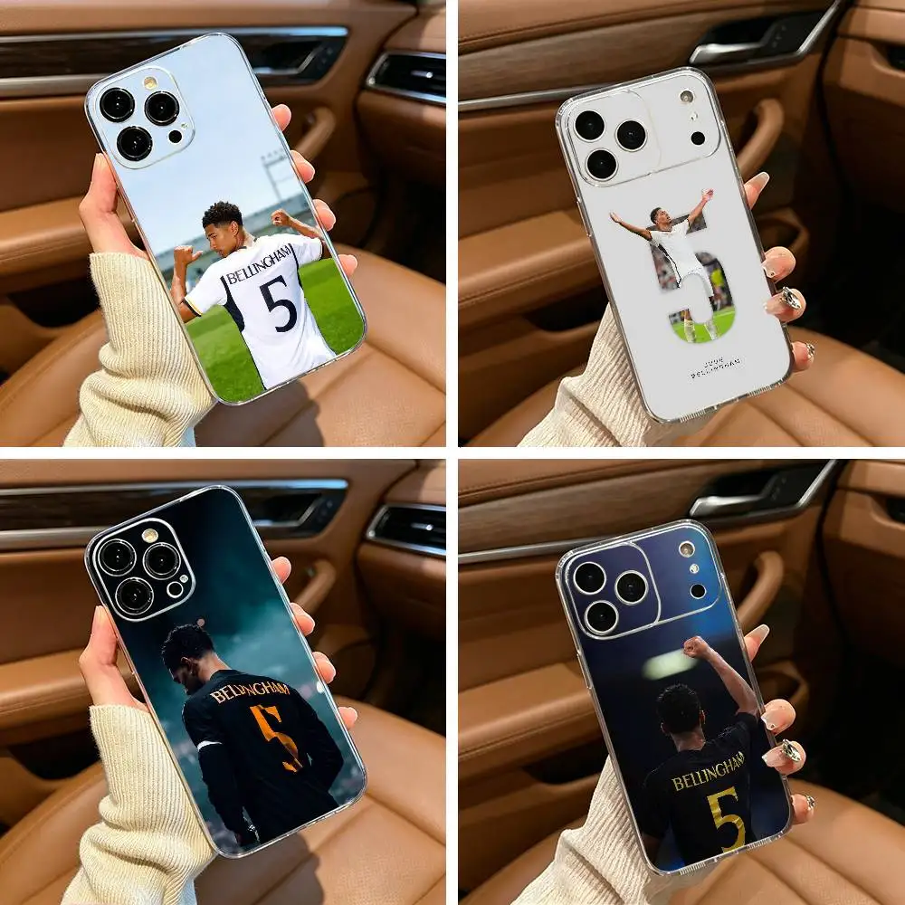 Jude Football B-Bellingham 5 Phone Case For iPhone17,16,15,14,13,12,Pro Max,16/15/14 Plus  XS Soft Silicone Transparent Cover