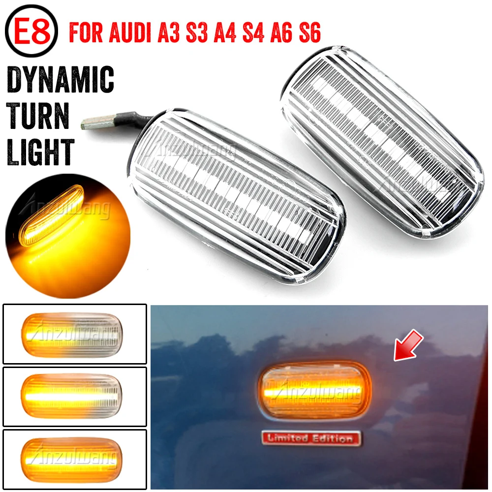 For Audi A3 S3 8P A4 RS4 S4 B6 B7 B8 A6 S6 RS6 C5 C7 Smoked Side Marker Lamp LED Dynamic Turn Signal Light Blinker Indicator