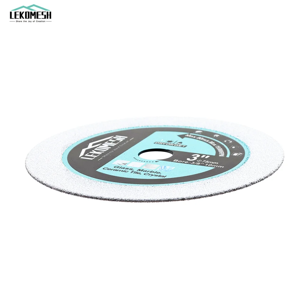 Imagem -02 - Lekomesh Diamond Saw Blade Turbo Lâminas de Corte para Vidro Jade Crystal Wine Disco de Corte Inferior 75 mm Polegadas