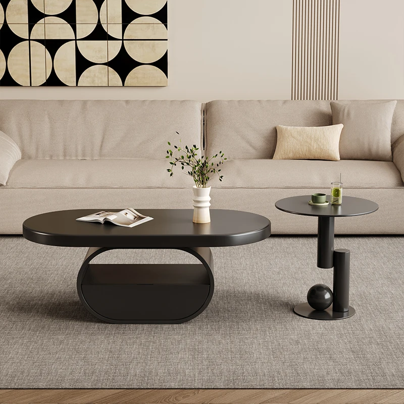 

Italian Simple Luxury Coffee Table Storage Oval Small Display Side Table Modern Minimalist Ornaments Meubles Room Furniture