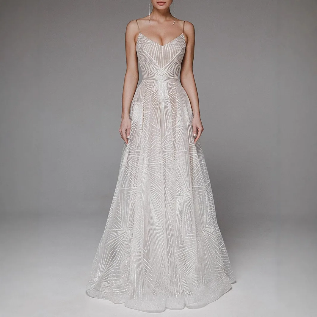 섹시한 Camis 드레스 여성 스파게티 스트랩 서스펜더 수 놓은 민소매 드레스 높은 허리 슬림 맞는 빅 스윙 맥시 파티 드레스