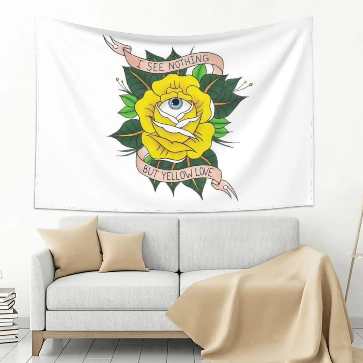

Yellow Love Tapestry Home Decoration