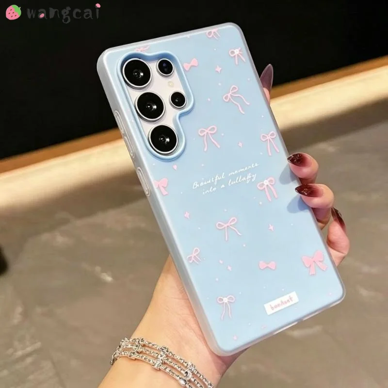 Simple Ribbon Bow Candy Case For Samsung Galaxy S22 S24 Plus Ultra FE F23 F14 M12 F12 M10S F05 M05 F04 M04 M02S M02 F02 Cover