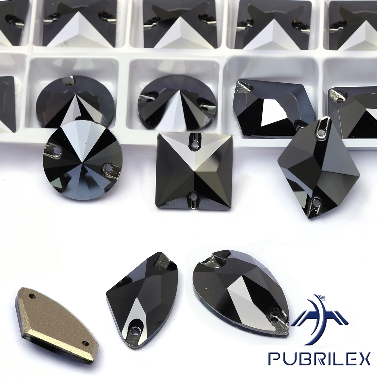 PUBRILEX Hämatit-Glas-Nähsteine DIY Heimdekorationen Flache Schmucksteine Zum Aufnähen für Kleider und Taschen – Detail 10