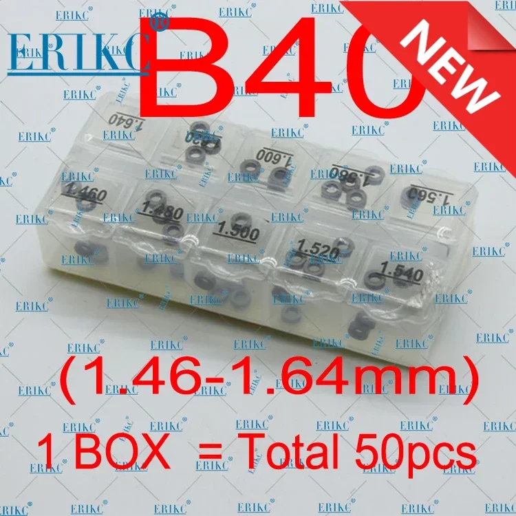 

ERIKC 50 шт. прокладки для инжектора B40 стальные регулирующие шайбы прокладки и регулировочные шайбы для сопла размеры 1,46-1,64 мм для BOSCH