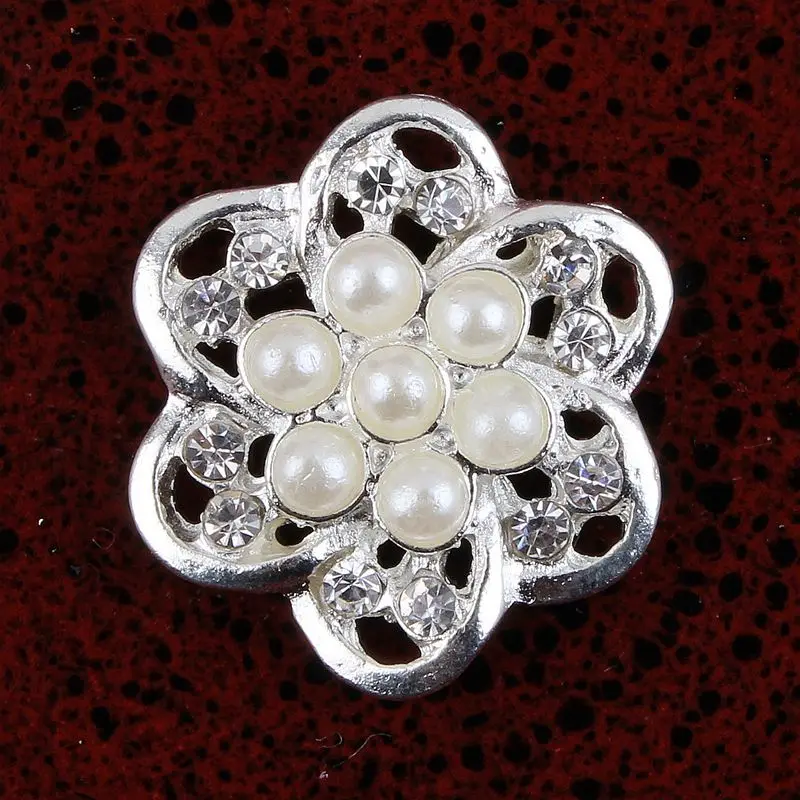 200pcs/lot 20MM 2Colors Newborn DIY Clear Rhinestone Button For Craft Accessories  Fuax Pearl Button For Wedding Crown/Headwear